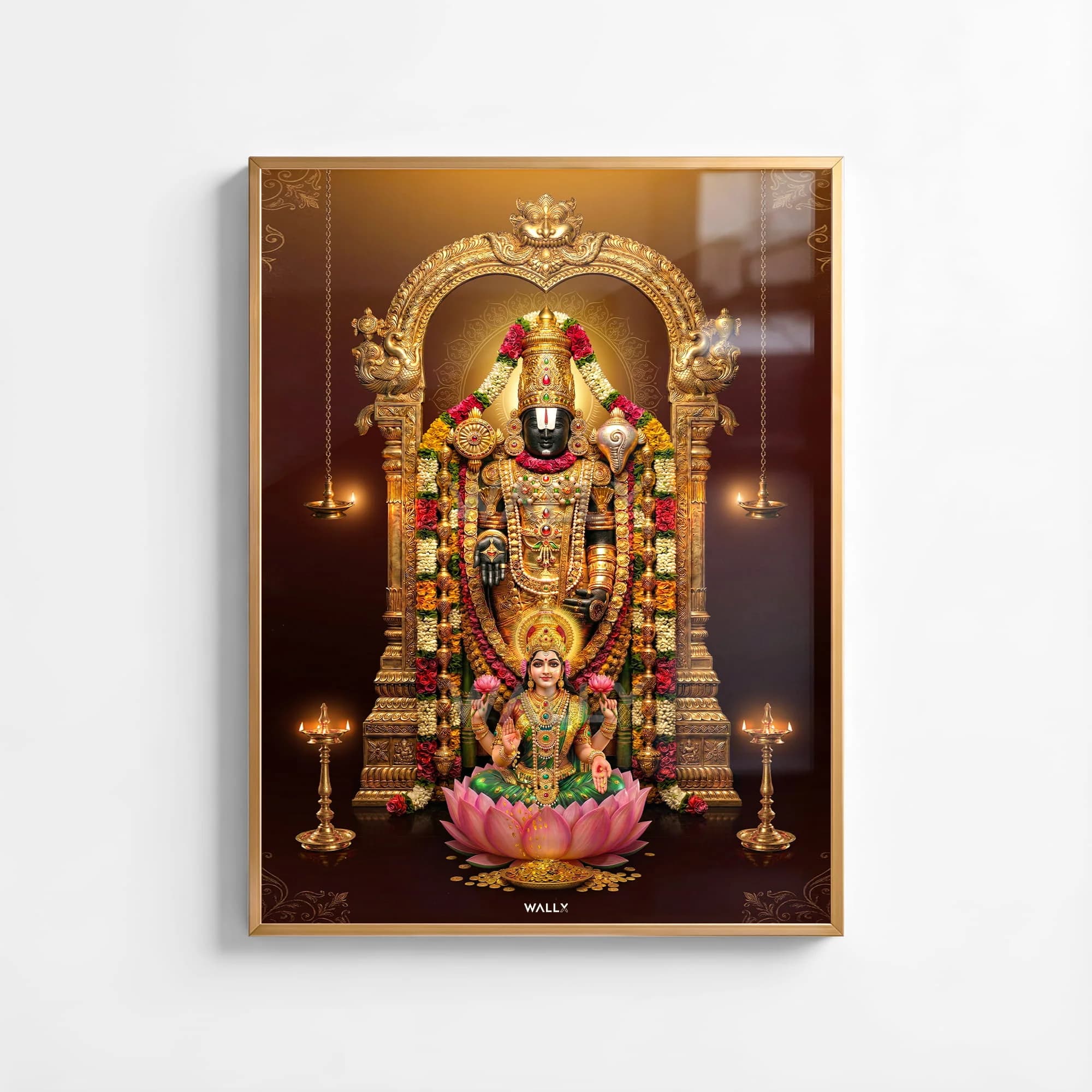 Tirupati Balaji & Laxmi Backlit Wall Frame