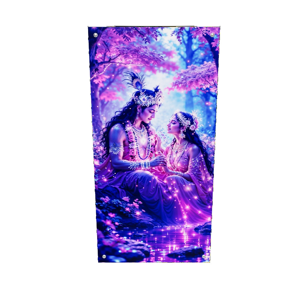 Radha Krishna Romantic Love Scenic Vivid Wall Art Acrylic