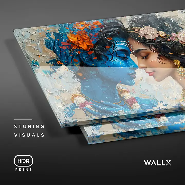 Radha Krishna Romantic Love Serene Vivid Acrylic Wall Art - Master