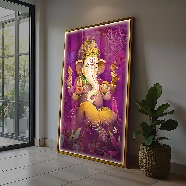 Ganesh Artistic Serene Purple Vivid Framed Wall Art - Master